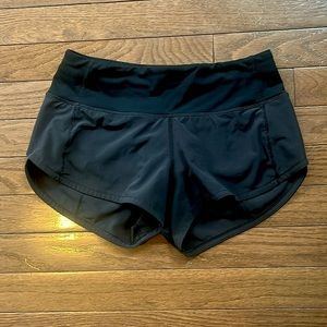 Black Lululemon Speed Up Shorts Low Rise Size 0